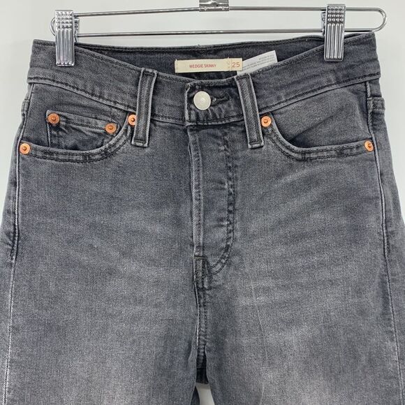 Levi’s Wedgie Skinny Black‎ Denim Sz 25 - Picture 4 of 9